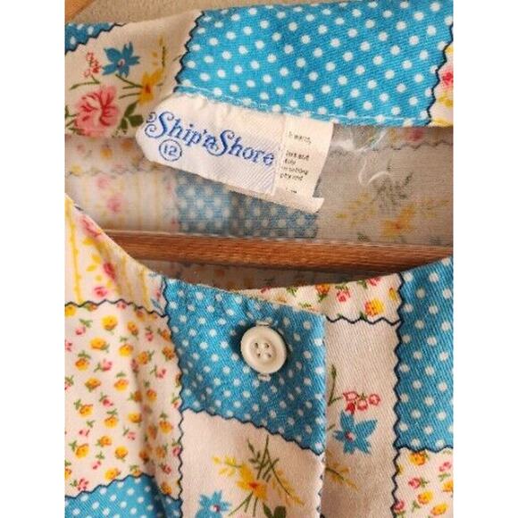Vintage Retro Housewife Sleeveless Clothespin Shirt Floral 12 M Ship N Shore - Picture 4 of 11